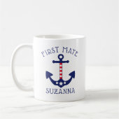 Nautical Anchor Patriotic First Mate Naam toevoege Koffiemok (Links)