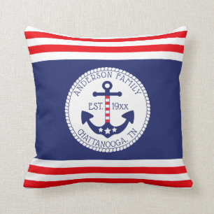 Nautical Anchor Patriotic Stars Stripes Monogram Kussen