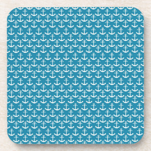 Nautical Anchor Pattern in Blue Drankjes Onderzetter