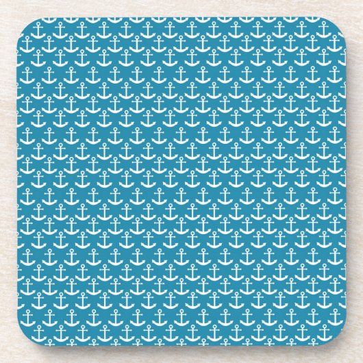 Nautical Anchor Pattern in Blue Drankjes Onderzetter (Voorkant)