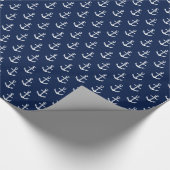 Nautical Anchor Pattern Marine White Cadeaupapier (Hoek)
