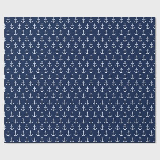 Nautical Anchor Pattern Marine White Cadeaupapier (Vlak)