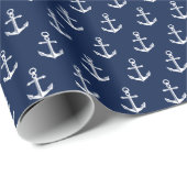 Nautical Anchor Pattern Marine White Cadeaupapier (Rol Hoek)