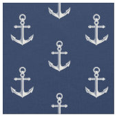 Nautical Anchor Pattern Marine White Stof (Close Up)