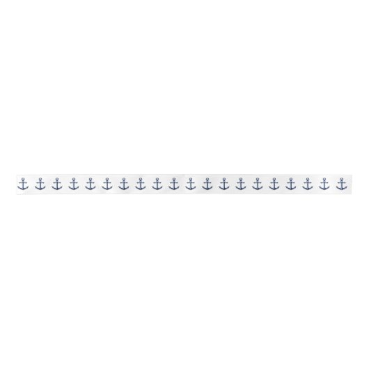 Nautical Anchor Pattern marine | wit Satijnen Lint (Voorkant)