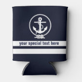 Nautical Anchor Pattern Monogram met Add text Blikjeskoeler (Voorkant)