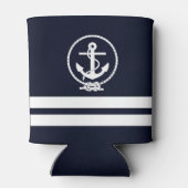 Nautical Anchor Pattern Monogram met Add text Blikjeskoeler (Achterkant)