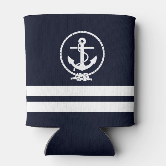 Nautical Anchor Pattern Monogram met Add text Blikjeskoeler (Achterkant)