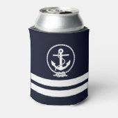 Nautical Anchor Pattern Monogram met Add text Blikjeskoeler (Blikje Achterkant)