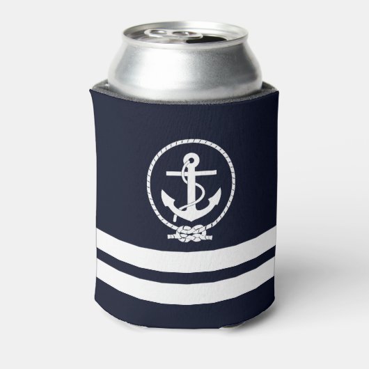 Nautical Anchor Pattern Monogram met Add text Blikjeskoeler (Blikje Achterkant)