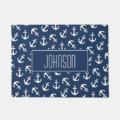 Nautical Anchor Pattern Navy Blue Custom Deurmat (Voorkant)