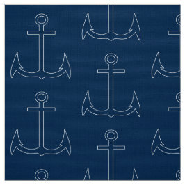 Nautical Anchor Pattern Navy Blue Stof