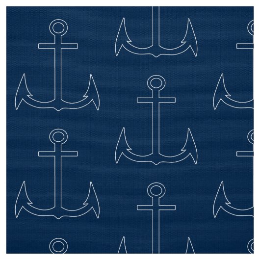 Nautical Anchor Pattern Navy Blue Stof (Swatch)