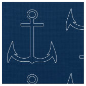 Nautical Anchor Pattern Navy Blue Stof (Close Up)