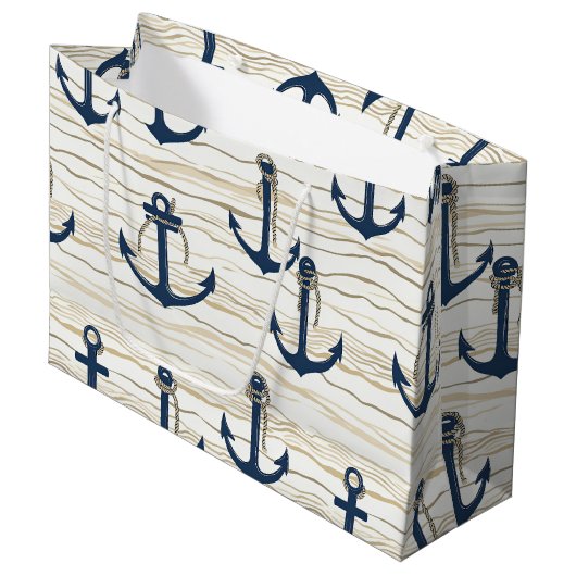 Nautical Anchor Pattern on Driftwood (1) Groot Cadeauzakje (Voorkant Gekanteld)