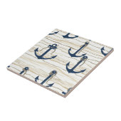 Nautical Anchor Pattern on Driftwood (1) Tegeltje (Zijkant)