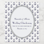Nautical Anchor Pattern Pearl 2V Wijn Etiket (Enkel label)