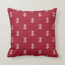  Nautical Anchor Pattern Red Sierkussen