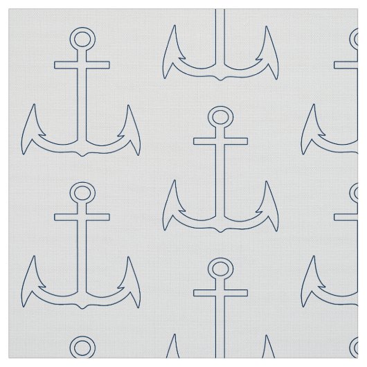 Nautical Anchor Pattern White Stof (Swatch)