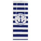 Nautical Anchor Personalized Birthday Wijn Cadeautas (Voorkant)
