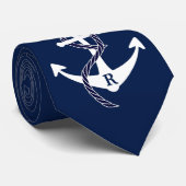 Nautical Anchor Personalized Initiaal Monogram Stropdas (Opgerold)