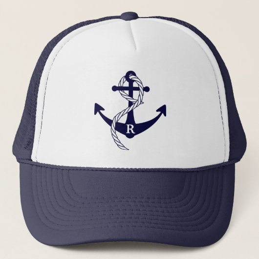 Nautical Anchor Personalized Initiaal Monogram Trucker Pet (Voorkant)