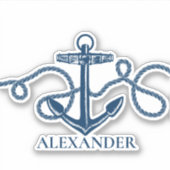 Nautical Anchor Personalized Monogram Sticker (Voorkant)