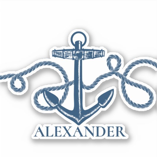 Nautical Anchor Personalized Monogram Sticker (Voorkant)