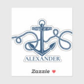 Nautical Anchor Personalized Monogram Sticker (Vel)