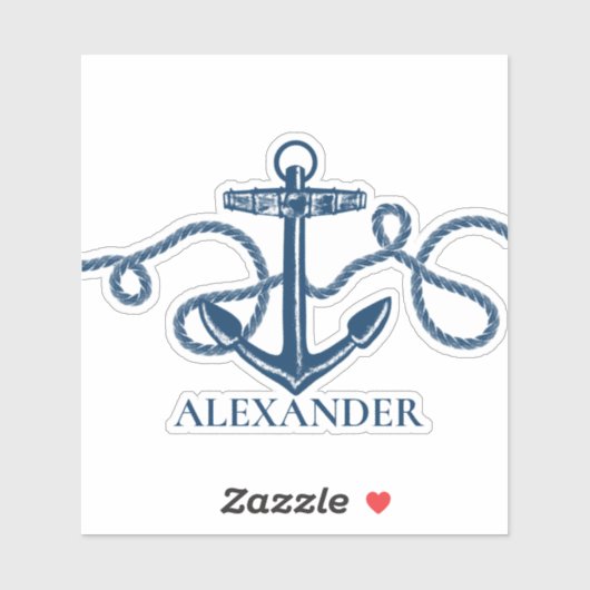 Nautical Anchor Personalized Monogram Sticker (Vel)