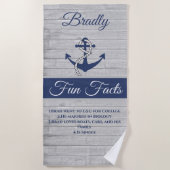 Nautical Anchor Personalized Navy Blue Fun Facts Strandlaken (Voorkant)