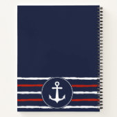 Nautical Anchor Personalized Red White Navy Blue Notitieboek (Achterkant)