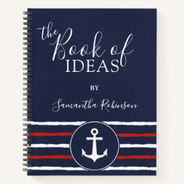 Nautical Anchor Personalized Red White Navy Blue Notitieboek