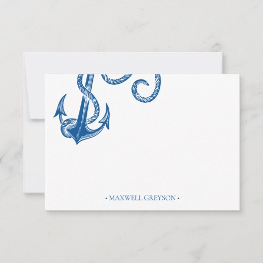 Nautical Anchor Personalized Stationery Small Notitiekaartje (Voorkant)