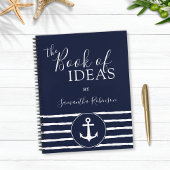 Nautical Anchor Personalized White Navy Blue Notitieboek