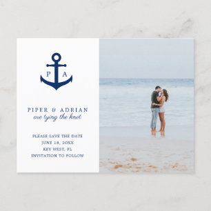 Nautical Anchor Photo Wedding Save the Date Aankondigingskaart