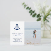 Nautical Anchor Photo Wedding Save the Date Aankondigingskaart (Staand voorkant)