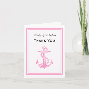 Nautical Anchor Pink omgeven 2V Dank u Bedankkaart