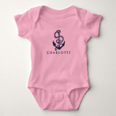 Nautical Anchor Pink op maat Romper (Voorkant)