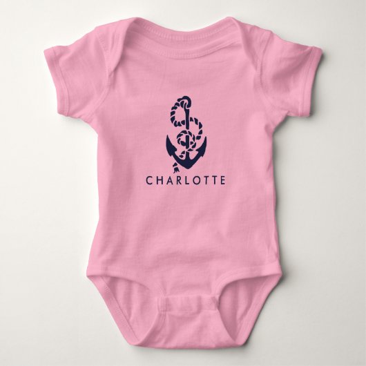 Nautical Anchor Pink op maat Romper (Voorkant)