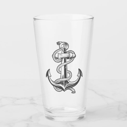 Nautical Anchor Pint (Koolzwart) Glas (Voorkant)