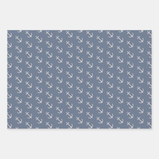 Nautical Anchor Polka Dot Stripe Inpakpapier Vel (Voorkant)