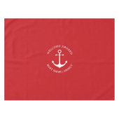 Nautical anchor red Custom name Welkomstbord Tafelkleed (Voorkant (Horizontaal))