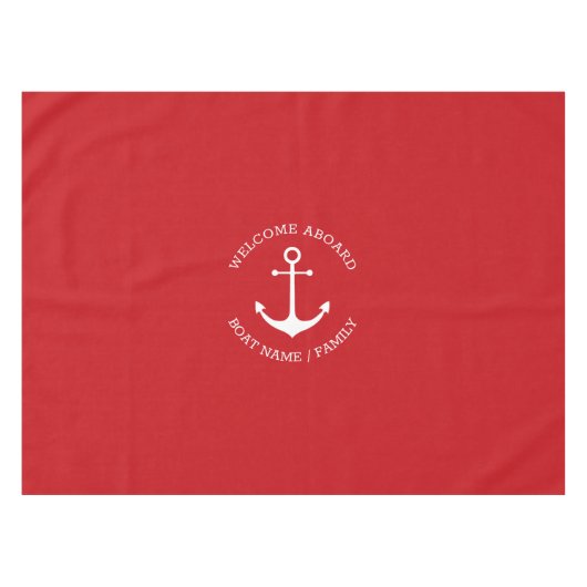 Nautical anchor red Custom name Welkomstbord Tafelkleed (Voorkant (Horizontaal))
