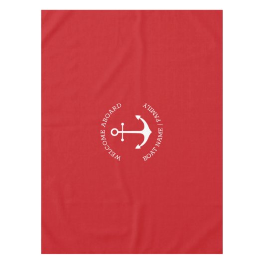 Nautical anchor red Custom name Welkomstbord Tafelkleed (Voorkant)