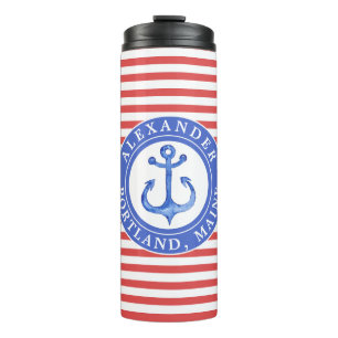 Nautical Anchor Red Persoonlijke thermische tromme Thermosbeker