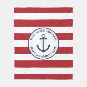 Nautical anchor red striped boot blanket fleece deken (Voorkant)