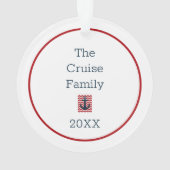 Nautical Anchor Red White Blue Persoonlijke naam Ornament (achterkant)