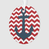 Nautical Anchor Red White Blue Persoonlijke naam Ornament (voorkant)