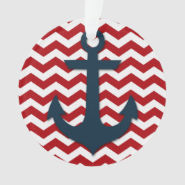 Nautical Anchor Red White Blue Persoonlijke naam Ornament